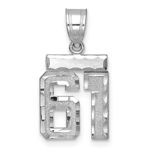 14k White Gold, Varsity Collection, Small D/C Pendant, Number 61